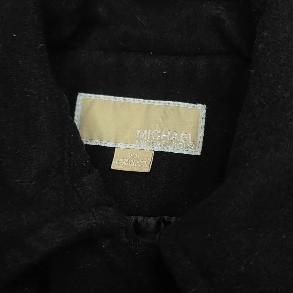 Michael Kors Coat Womens S Black Pea Collared Epaulet Button Long Sleeve